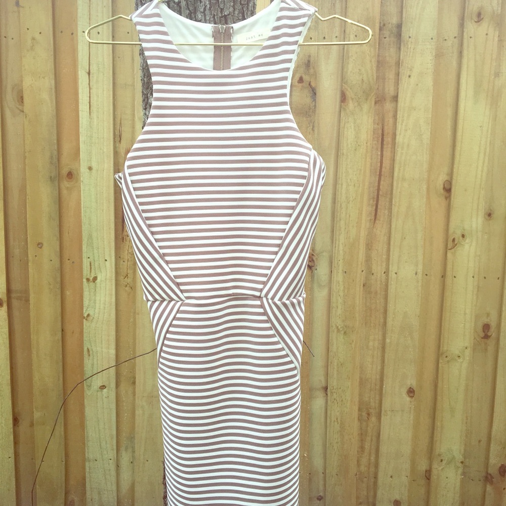 Brown white body con dress